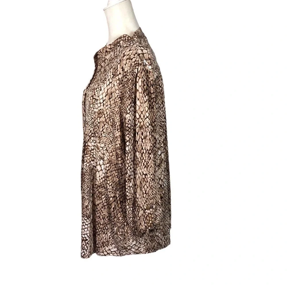 Established‎ 1962 Top Womens 2X Brown Babydoll Tunic Snakeskin Flowy Office Wear